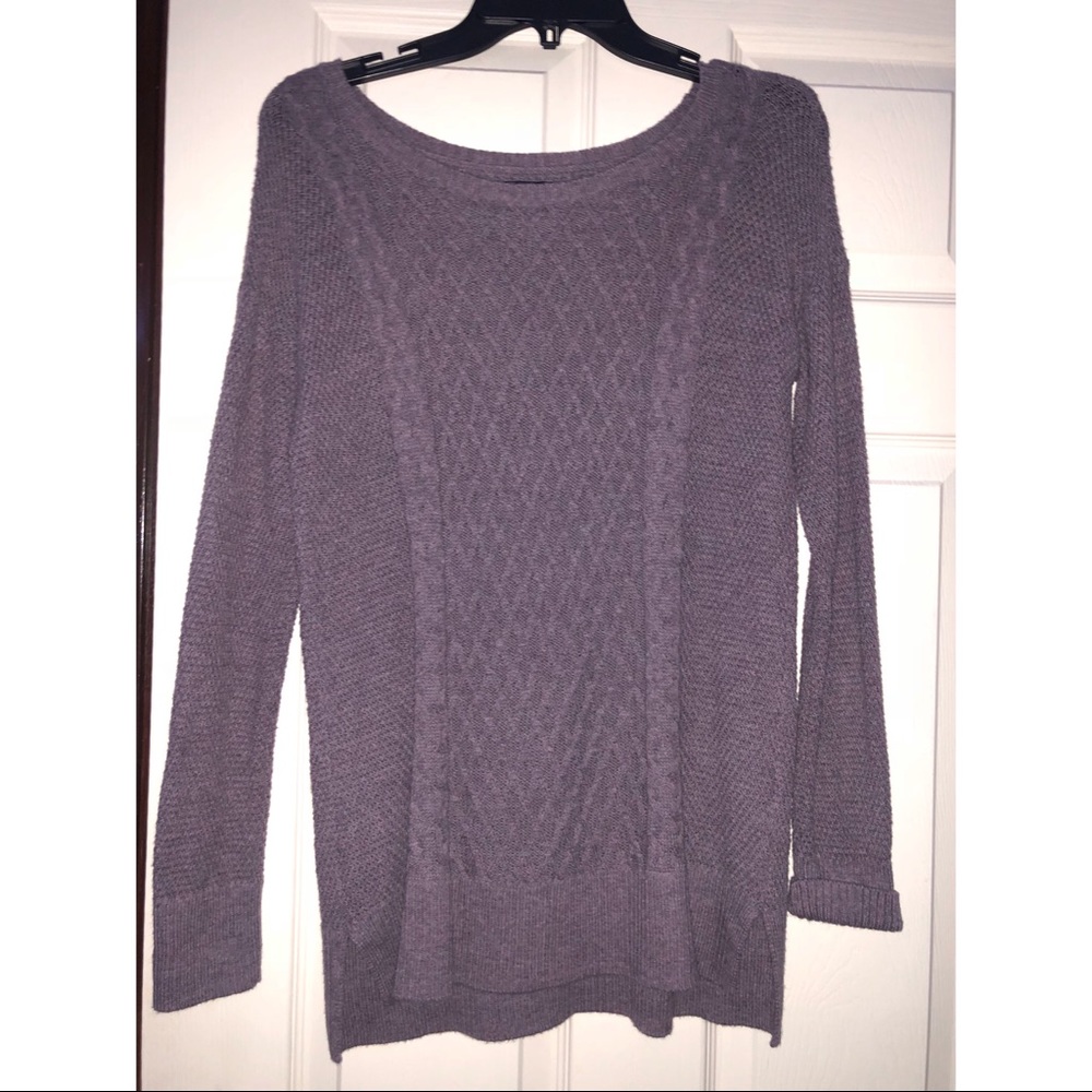 Purple Cable Knit Crew American Eagle Sweater